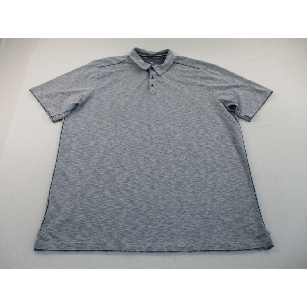 Tommy Bahama Polo Shirt Men 2XLT Gray IslandZone UPF 30 Space Dye Short Sleeve